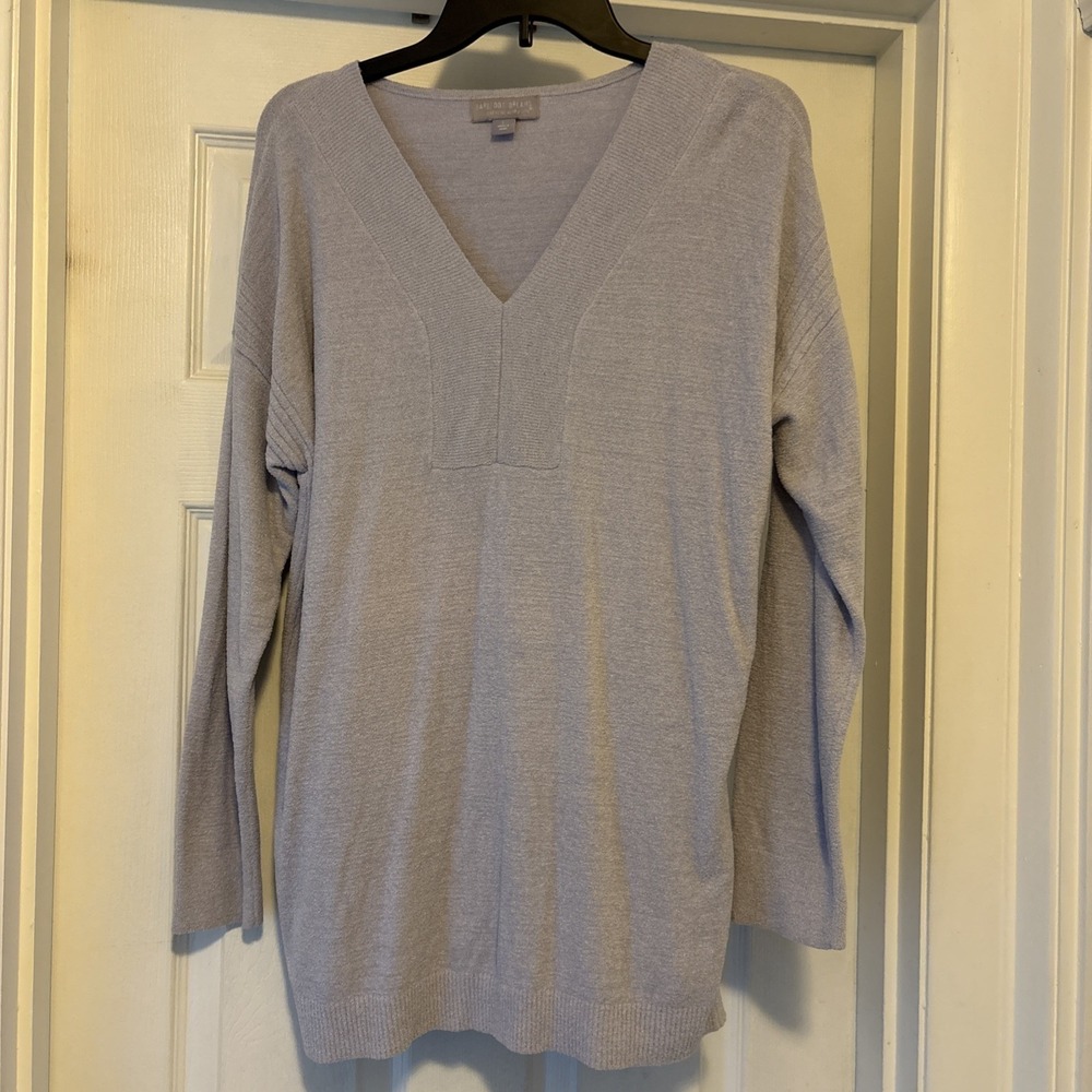 Barefoot Dreams CozyChic Ultra Lite V-Neck Tunic Long Sleeve Lilacā Grey Luxe Lg